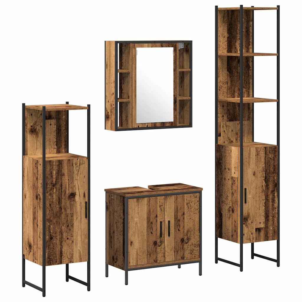 Bathroom Furniture Set with Door 4 pcs Brown 33 x 33 x 185.5 cm